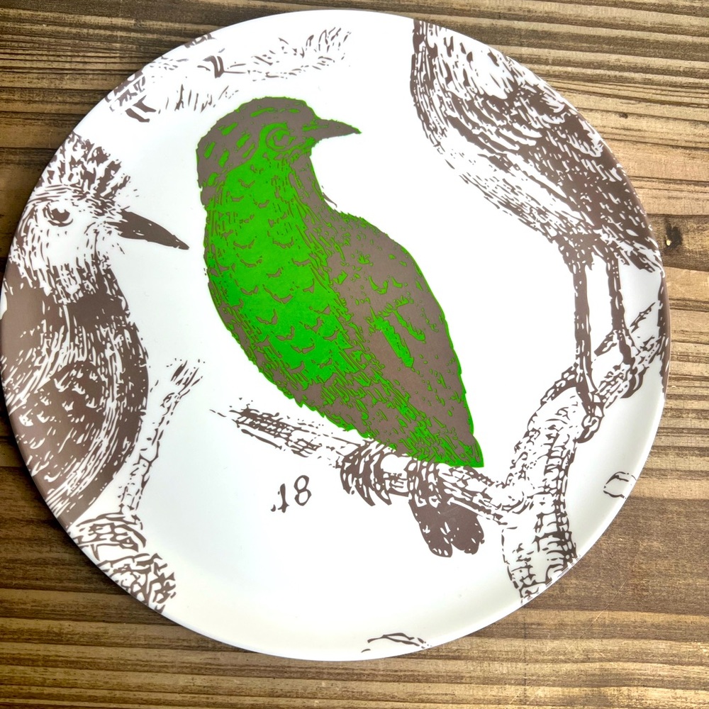 Thomas Paul Melamine Green Bird plate dinner accent decor